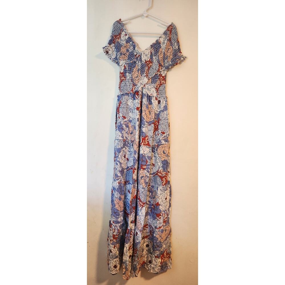 Jessica Simpson cottagecore floral ruched‎ top dress size Small 100% rayon